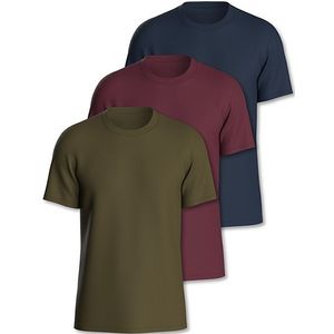 Set van 3 Heren T-shirts - Groen-Rood-Navy - 100% Katoen - Regular Fit