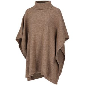 Damesponcho - Taupe - Gebreid - Met Rolkraag
