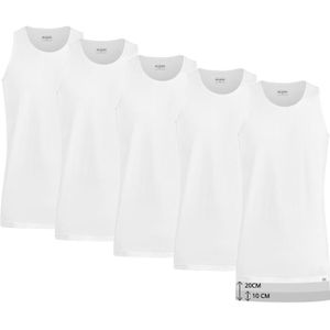 Set van 5 extra lange katoenen ondershirts voor heren - Wit - XXL