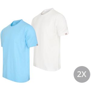 2-pack katoenen T-shirts voor mannen - Wit/Koningsblauw - L