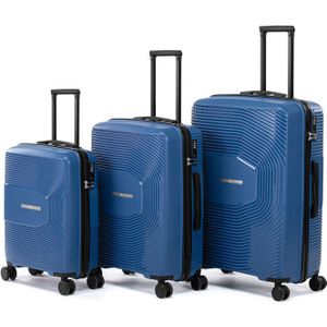 Set van 3 stevige en lichte reiskoffers - Blauw