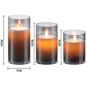 Stijlvolle set van 3 oplaadbare LED-kaarsen met glas - 2 sets