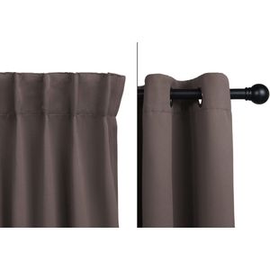 Luxe verduisterende gordijnen - Donker taupe - Gordijn met ringen: 300 x 250 cm