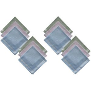 Zachte katoenen zakdoeken in handige set van 12 stuks - Fijne ruit (dames)