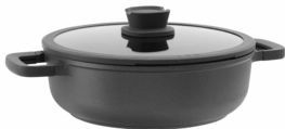LEO Sauteerpan antikleef met dubbele handgreep en deksel Stone+ - Ø 28cm - Grijs - PFAS-vrij