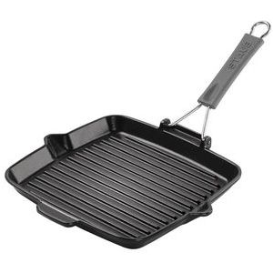 Staub - Grillpan met siliconen handvat - Gietijzer - 24 x 24 cm - Zwart