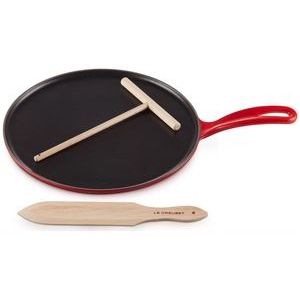 Pannenkoekenpan Le Creuset met Spatel en Beslagverdeler Kersenrood 27 cm