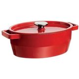 Pyrex Slowcook Ovaal Rood 3,8 L - Gietijzeren Braadpan voor Alle Warmtebronnen