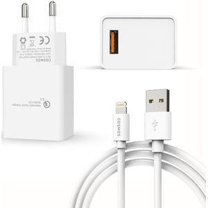 COSMOS 18W USB Sneloplader met 2 Meter USB naar Lightning oplaadkabel - Geschikt voor Apple iPhone