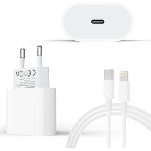 COSMOS 20W Snellader Oplader met Lightning naar USB-C oplaadkabel - Geschikt voor Apple iPhone