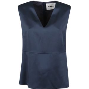 Jil Sander, Dames, Tops, Blauw, Maat: S Viscose,