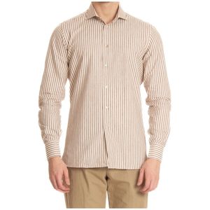 Borriello Napoli, Heren, Overhemden, Beige, Maat: XL Leer,