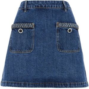 Self Portrait, Dames, Rokken, Blauw, Maat: S Denim,