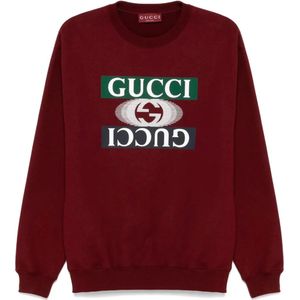 Gucci, Heren, Sweatshirts & Hoodies, Rood, Maat: XL Katoen,