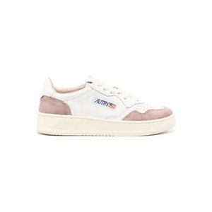 Autry Witte Leren Sneakers met Roze Suède , Multicolor , Dames , Maat: 37 EU