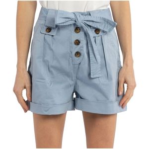 Woolrich Lichtblauwe Stretch Katoenen Twill Shorts , Blue , Dames , Maat: W26