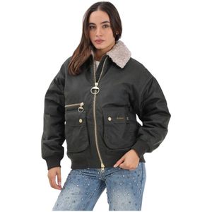 Barbour - Maxine Bomber - Gewaxte Jas - Groen - Dames