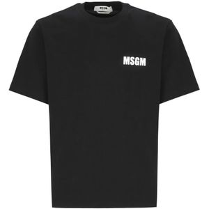 Msgm, Heren, Tops, Zwart, Maat: M Katoen,