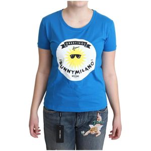Moschino, Dames, Tops, Blauw, Maat: XS Katoen,