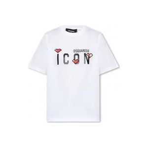 Dsquared2 Bedrukt T-shirt , White , Dames , Maat: M