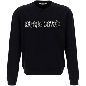 Roberto Cavalli, Heren, Sweatshirts & Hoodies, Zwart, Maat: M Katoen,