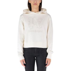 Palm Angels, Dames, Sweatshirts & Hoodies, Beige, Maat: L Katoen,