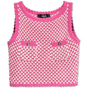 Versace, Dames, Tops, Roze, Maat: 2XS Katoen,