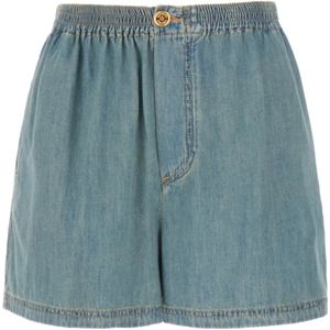 Moschino, Dames, Korte broeken, Blauw, Maat: 2XS Denim,