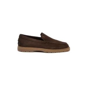 Tod's Bruine Suède Loafer Rubberen Zool , Brown , Heren , Maat: 40 1/2 EU