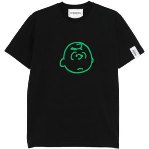 Iceberg, Heren, Tops, Zwart, Maat: M Katoen,