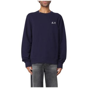 Sun68, Heren, Sweatshirts & Hoodies, Blauw, Maat: L Katoen,