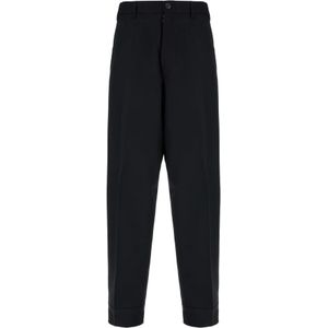 Maison Margiela, Heren, Broeken, Zwart, Maat: S Leer,