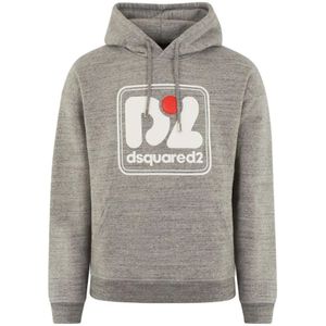 Dsquared2, Heren, Sweatshirts & Hoodies, Grijs, Maat: L