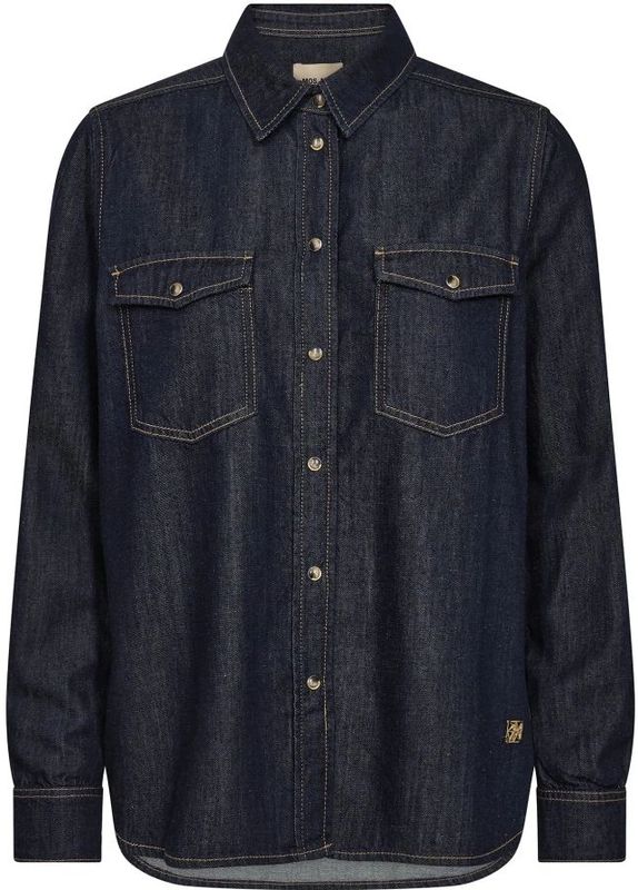 MOS Mosh, Dames, Blouses & Shirts, Blauw, Maat: S Denim,