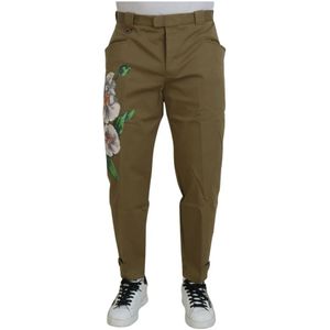 Dolce & Gabbana, Heren, Broeken, Groen, Maat: S Katoen,