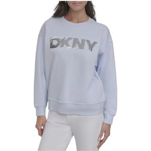 Dkny, Dames, Sweatshirts & Hoodies, Blauw, Maat: M