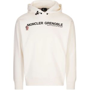 Moncler, Heren, Sweatshirts & Hoodies, Wit, Maat: L