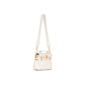 Balmain B-Buzz 23 Leren Tote Tas , White , Dames , Maat: ONE Size