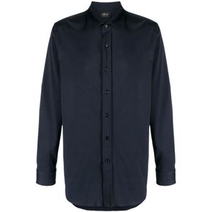 Brioni, Heren, Overhemden, Blauw, Maat: 3XL Katoen,