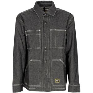 Cat, Heren, Overhemden, Zwart, Maat: M Katoen,