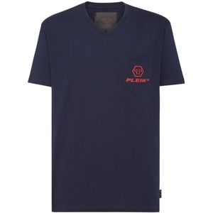 Philipp Plein, Heren, Tops, Blauw, Maat: XL Katoen,