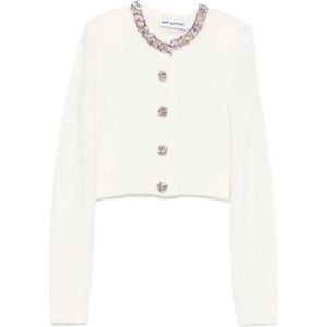 Self Portrait - Cardigan - Wit - Met Juweelknopen - Cropped
