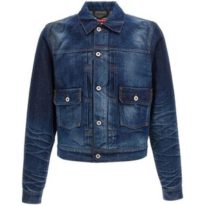 Kenzo, Heren, Jassen, Blauw, Maat: L Denim,