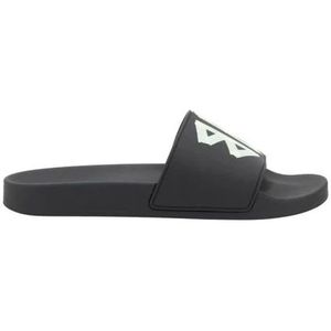 Balenciaga - Zwarte Logo Sliders - Casual Schoenen - Zwart - Materiaal Papier