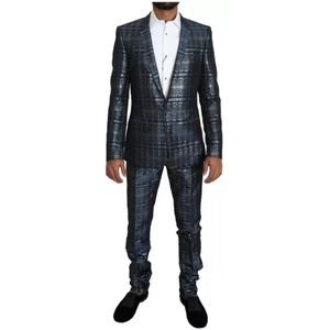 Dolce & Gabbana, Heren, Pakken, Blauw, Maat: S Poliester,