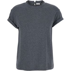 Brunello Cucinelli, Dames, Tops, Grijs, Maat: L Katoen,