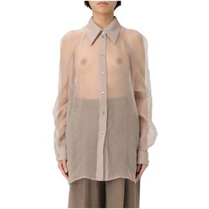 Alberta Ferretti, Dames, Blouses & Shirts, Beige, Maat: S Chiffon,