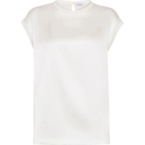 Brunello Cucinelli, Dames, Blouses & Shirts, Wit, Maat: L Jersey,