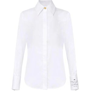 Elisabetta Franchi, Dames, Blouses & Shirts, Wit, Maat: XS Katoen,