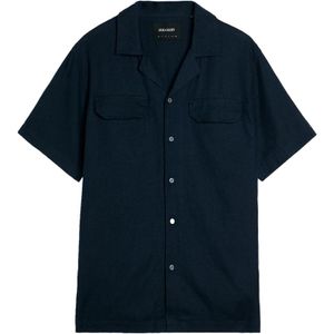 Lyle & Scott - Linnenmix Revere Shirt - Nachtblauw
